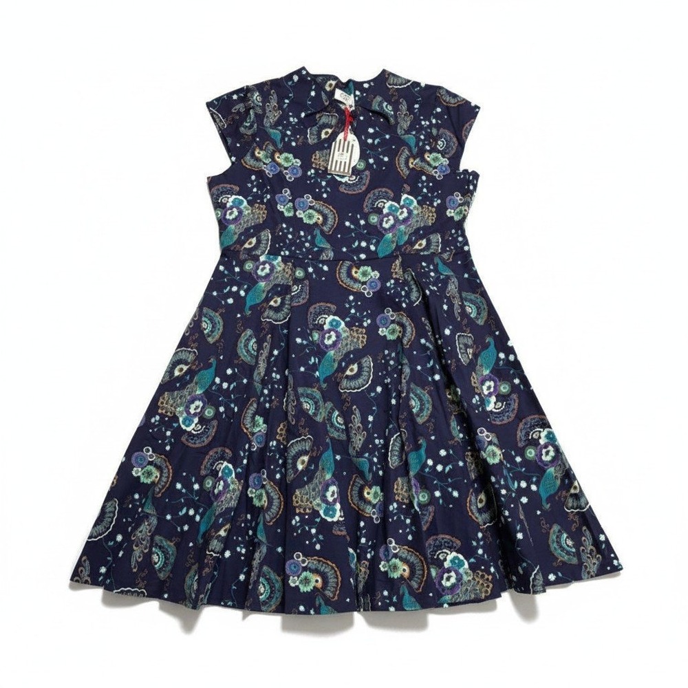 Banned Apparel Peacock Floral Dress Womens 4XL Navy Rockabilly Retro Swing